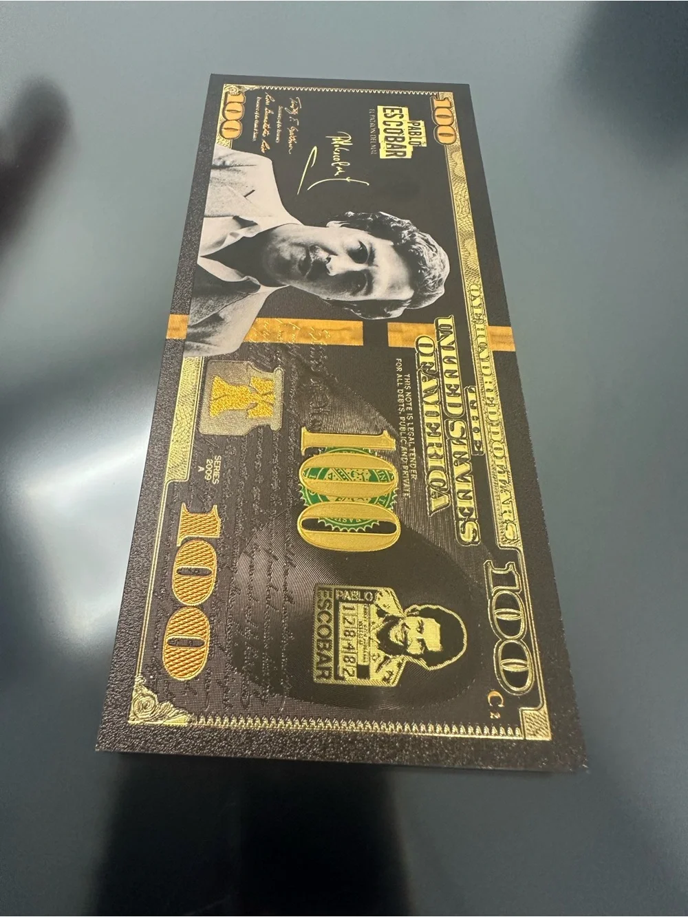 Novelty Pablo Escobar 100 Bill Wallet Card Holder - Black and Gold